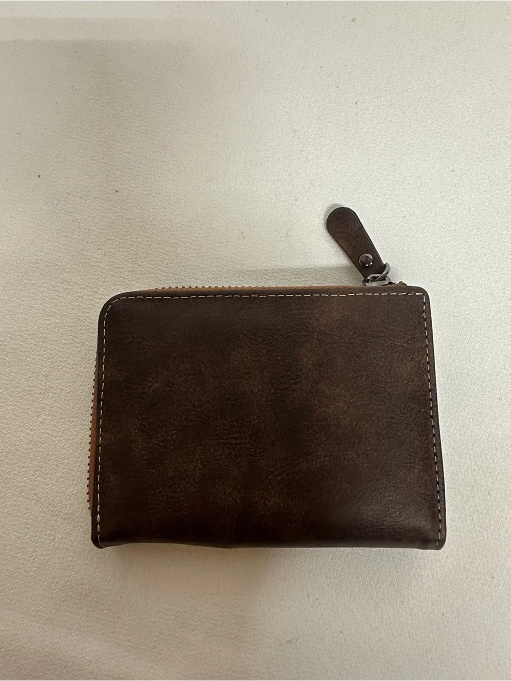 Mens Brown Bifold Zip Wallet - Unbranded